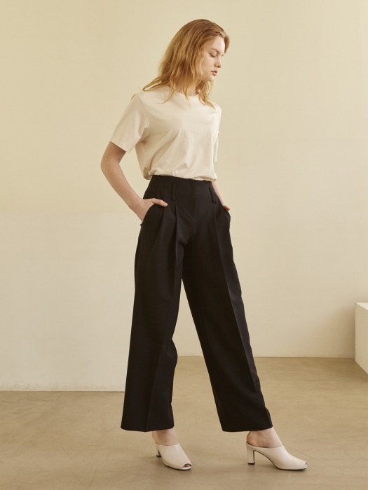 19SS TWO TUCK WIDE TROUSER BLACK