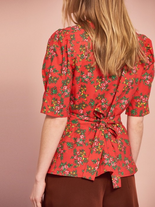 Vintage Button Blouse in Red