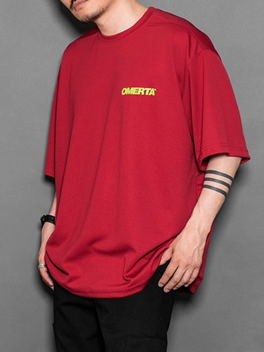 OMERTA 2019SS Over Fit Mesh Tee Crimson