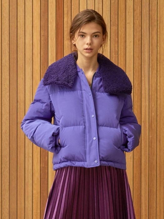 fur detail down jacket Purple