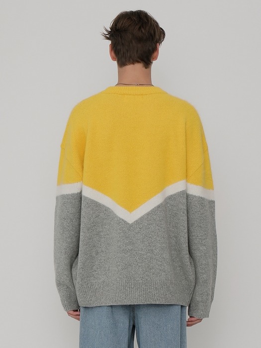 [UNISEX] R DEEP V LINE ANGORA KNIT_YELLOW