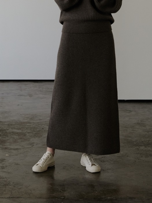 ALAN KNIT SKIRT (MELANGE BROWN)