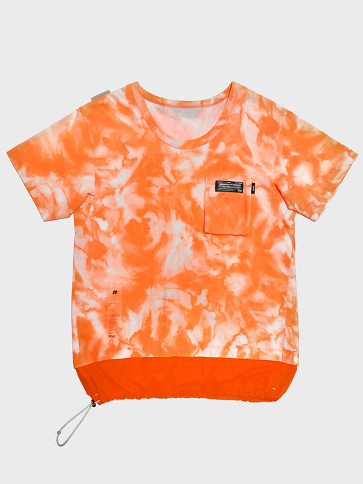 Orange Tie-dye Cotton-Nylon Layered T-Shirt