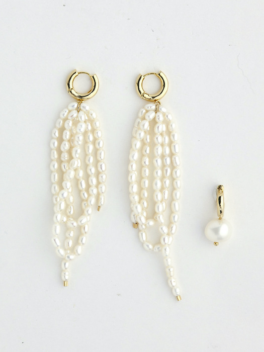 [단독]3PCS PEARL DROP EARRING