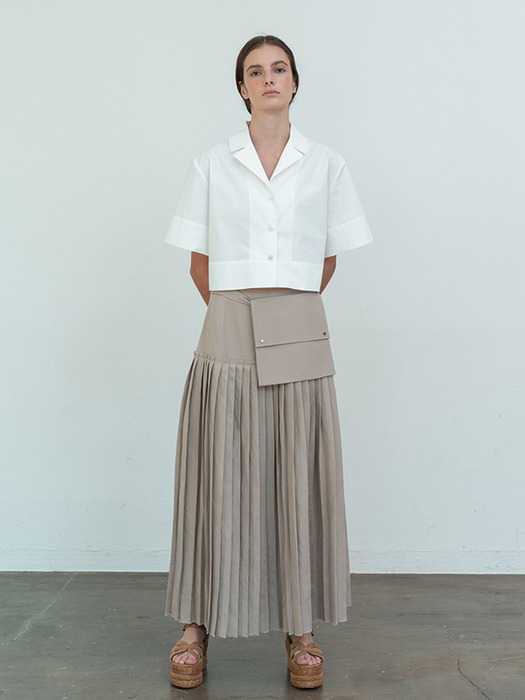 Linen Pleated Skirt