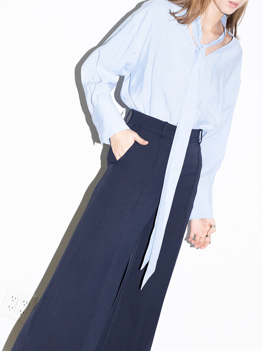 [N]PASADENA oversized tie detail blouse (Light blue)