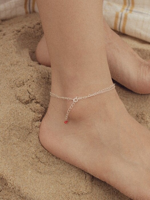 Heart and simple 925 silver chain anklet