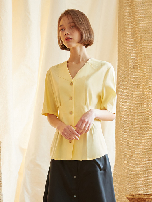 cutting collar blouse Yellow
