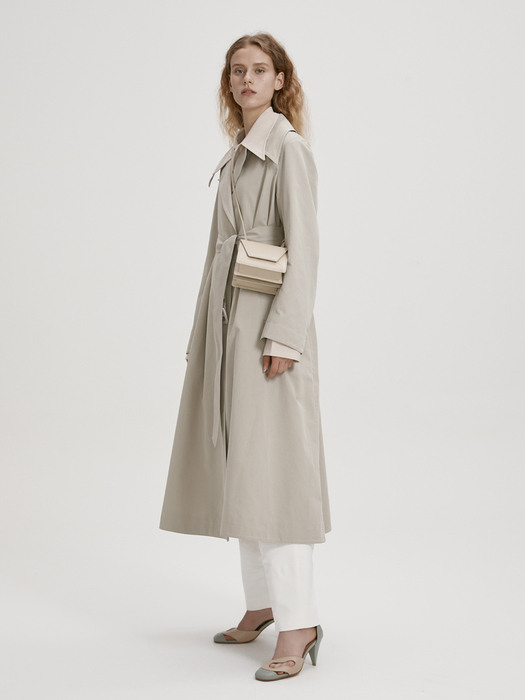 BELTED MAC TRENCH COAT (MINT GREY)