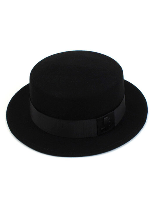 Black Flat Short Line Wool Fedora 울페도라