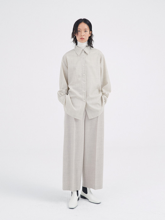 WOOL WRAP DETAILED SHIRT - NEUTRAL IVORY 