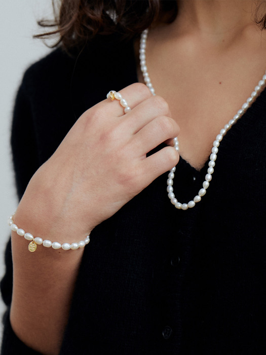 [2SET]banny pearl bracelets&ring 2set