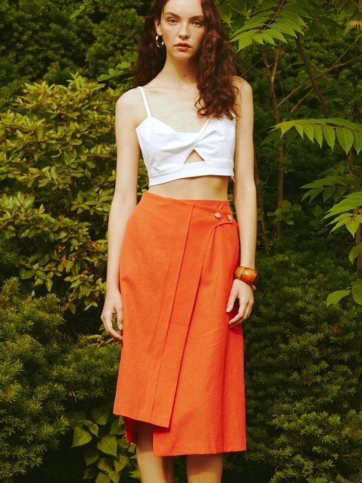 [EXCLUSIVE]UNBALANCE WRAP SKIRT (red)