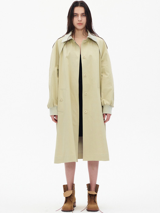 RIBBED COLLAR TRENCH COAT, BEIGE