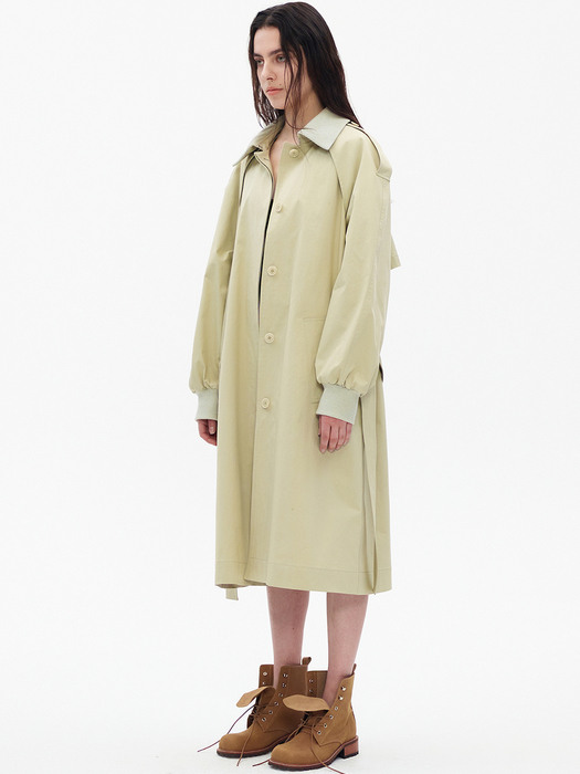 RIBBED COLLAR TRENCH COAT, BEIGE