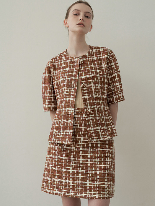 tweed mini skirt [fabric from Italy] (brown)
