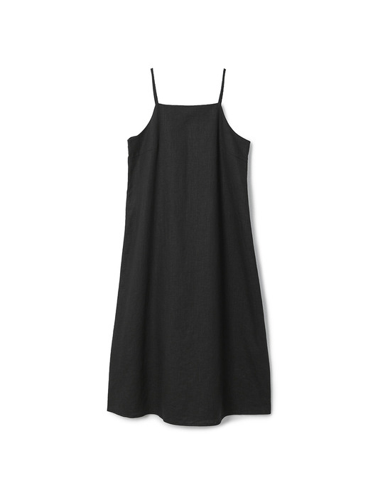 Linen Sleeveless Standard-fit Long Dress BLACK