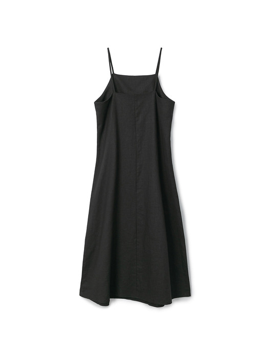 Linen Sleeveless Standard-fit Long Dress BLACK
