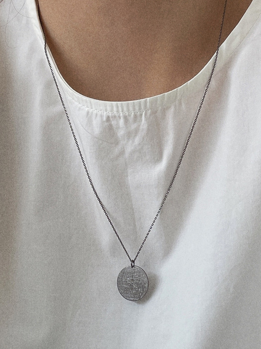 silver925 black circle necklace