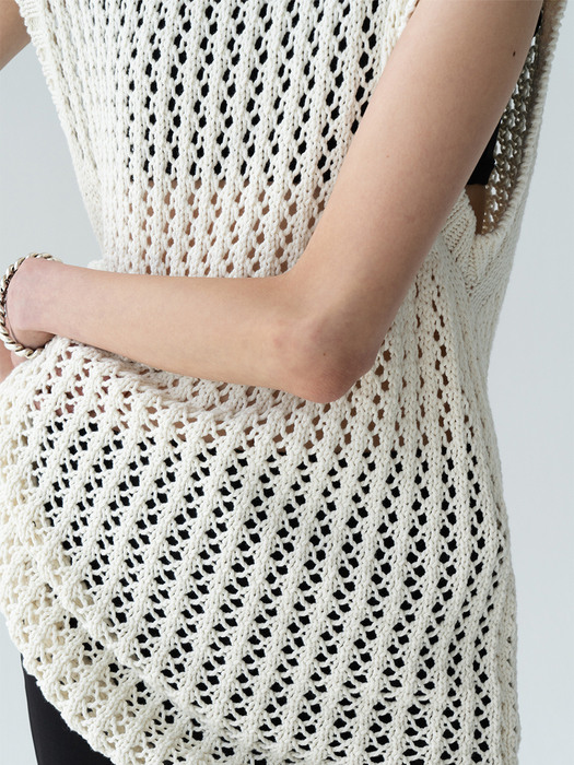 Crochet Knit Vest / Ivory 