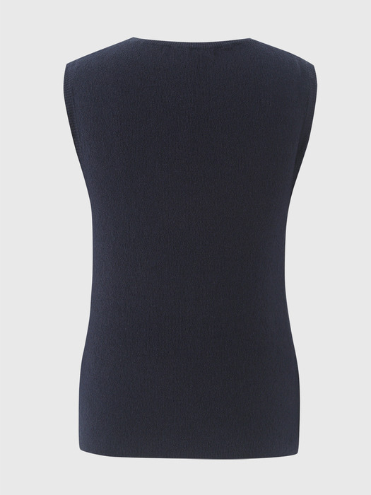 네이비 브루클린 슬리브리스 니트 탑 / NAVY BROOKLYN SLEEVELESS KNIT TOP