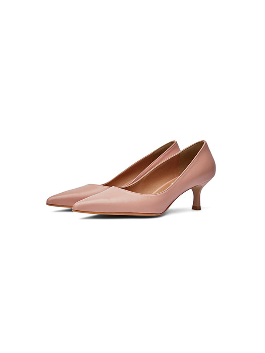 [리퍼브][250] Heeled leather shoes_pink