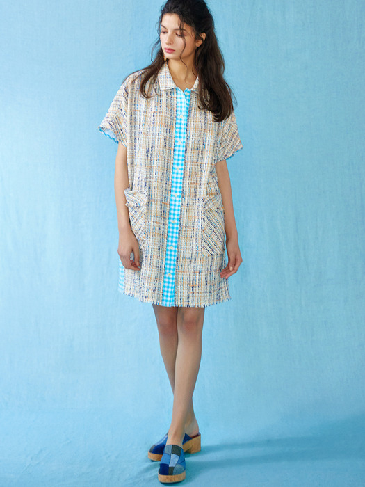 [리퍼브]Tweed shirt mini dress