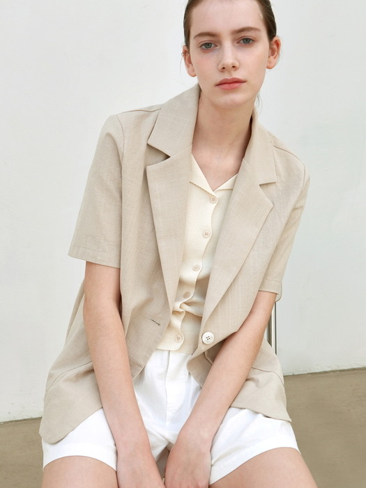 COTTON HALF SLEEVE JACKET_IVORY