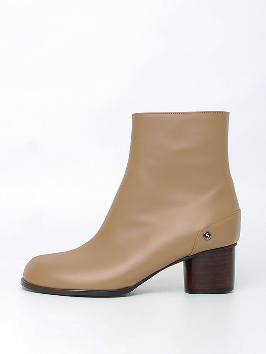 Eloel ornament middle heel boots_camel