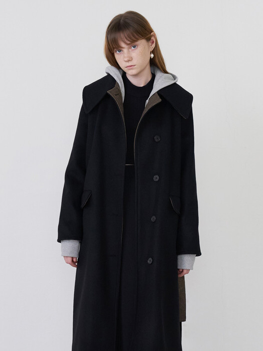 [단독] Winter_Black A-Line Belted Wool Coat