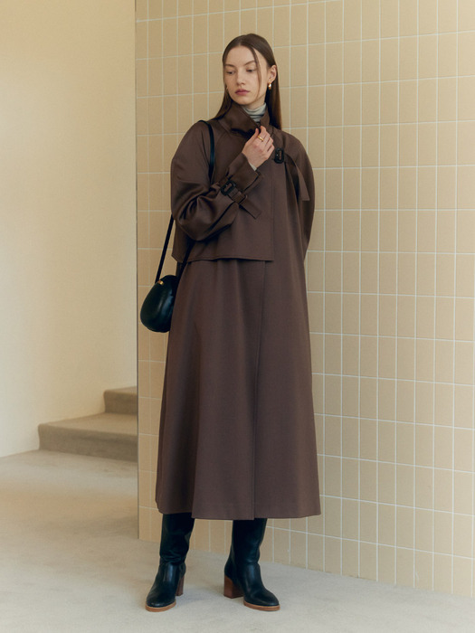 SEMI FLAP ROBE TRENCH COAT (miel brown)