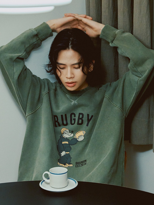 Pigment Popeye Rugby Sweatshirts_OLIVE