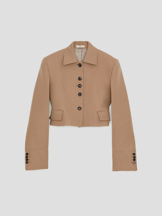 VIRGIN WOOL CROP JACKET (BEIGE)