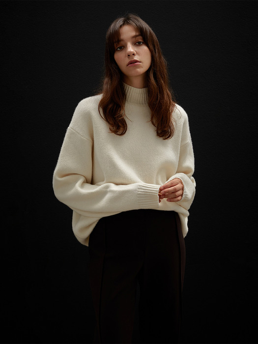 OVERSIZED HALF-NECK CASHMERE KNIT IVORY