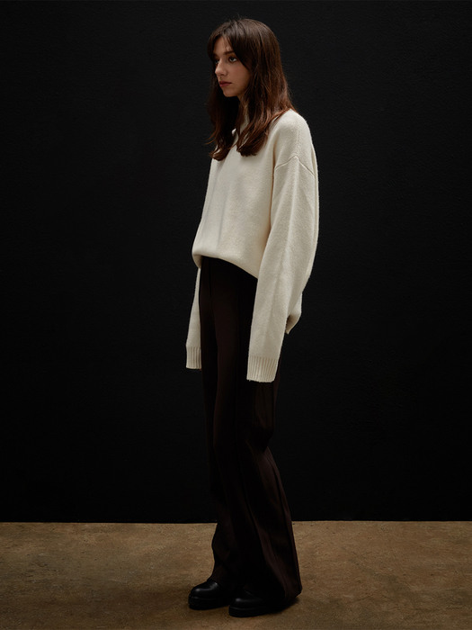 OVERSIZED HALF-NECK CASHMERE KNIT IVORY