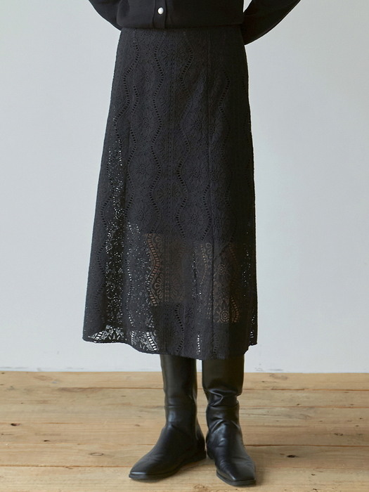 LACE SEE-THROUGH SKIRT_BLACK