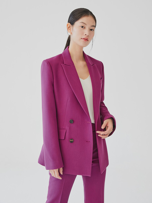 [미전시]YVONNE Slim double breasted blazer (Black/Mint/Pink/Magenta Purple)