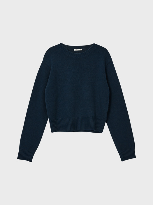 lamb`s wool round knit_ocean blue