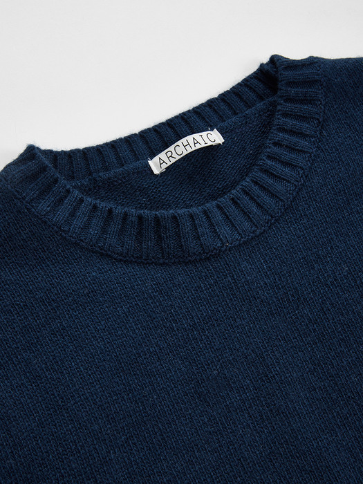 lamb`s wool round knit_ocean blue