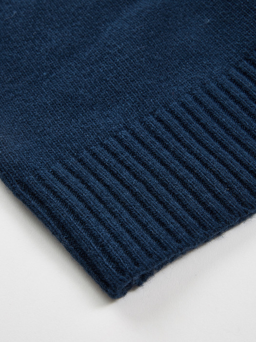 lamb`s wool round knit_ocean blue