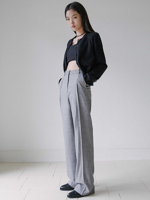 WHITE LINED WIDE LEG PANTS GREY