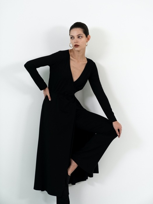 Leila tencel wrap dress(black)