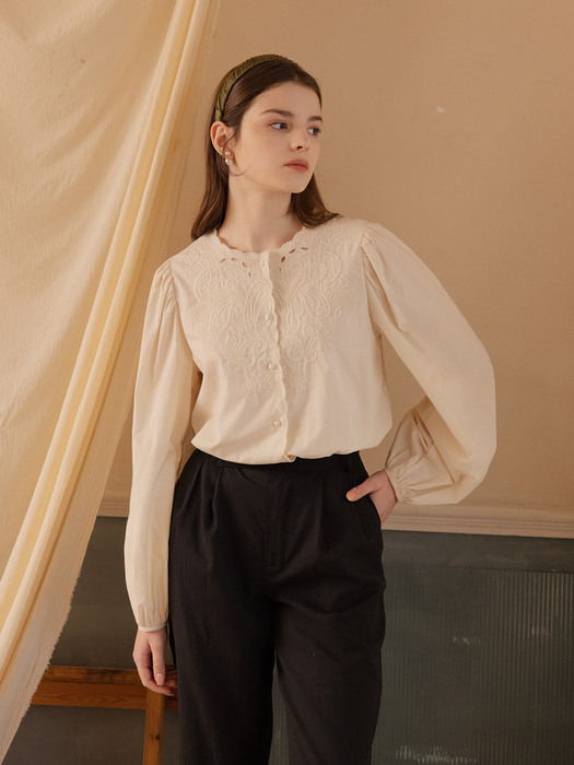 MARTHY laced shirt_cream