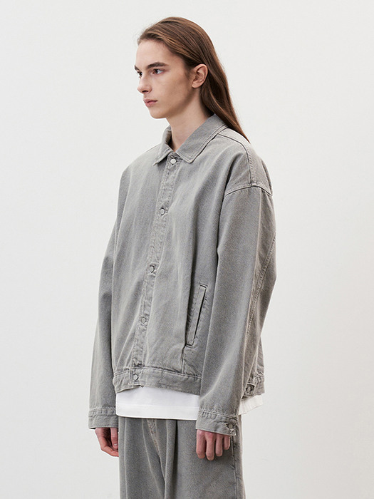 EE-JK01 PLEATS DENIM JACKET (Gray)