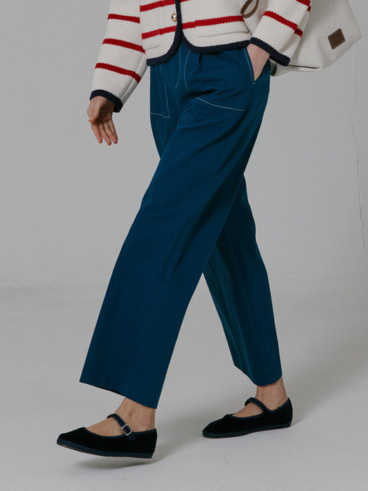 Odelie Stitches Semi wide Pants_Navy