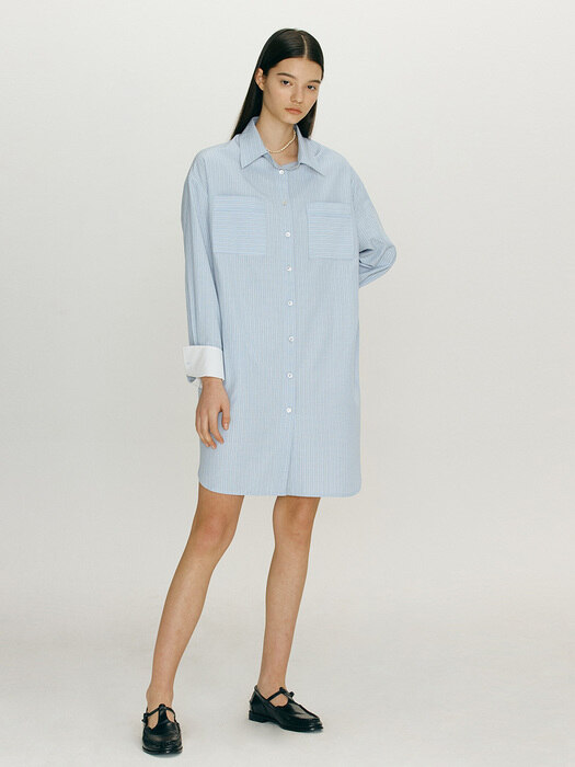 MAKIKI Shirt dress (Blue stripe)