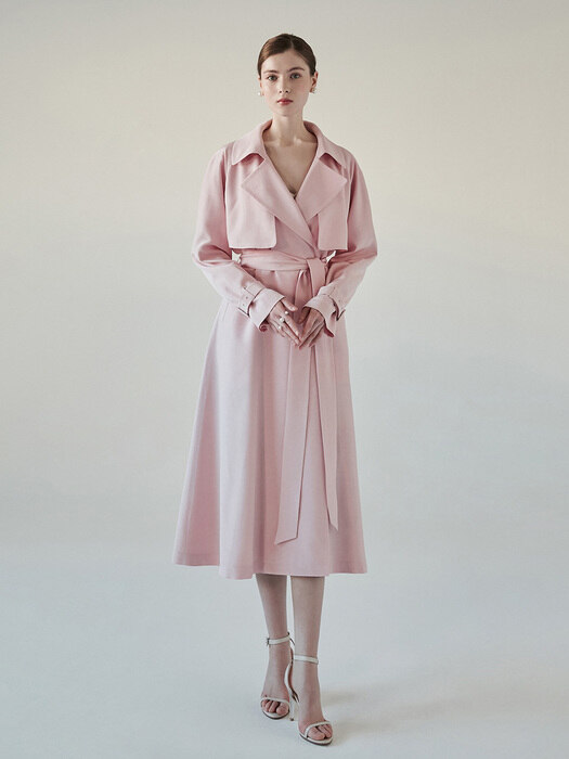 STELLA Flared trench coat (Pale pink)