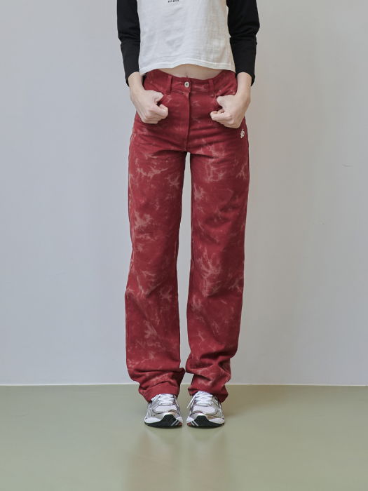 COLOR WASHED PANTS [RED]