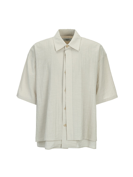 DOUBLE LAYERED SHORT SLEEVED SHIRT_BEIGE