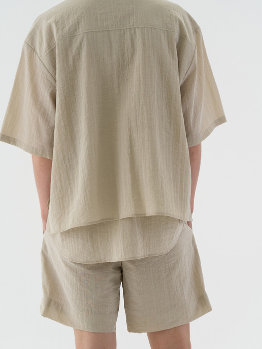 DOUBLE LAYERED SHORT SLEEVED SHIRT_BEIGE